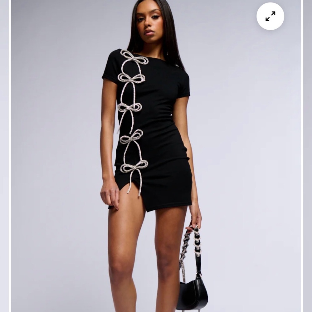 SUSANA BOW DETAILED MINI DRESS - M